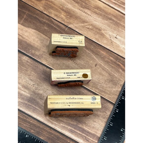 SET OF 3 INKADINKADO HOLIDAY THEMED WOOD MOUNTED RUBBER STAMPS POLAR BEAR JESUS - Picture 4 of 6